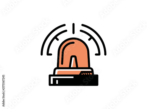 Siren light vector icon representing emergency systems and safety warning equipment.