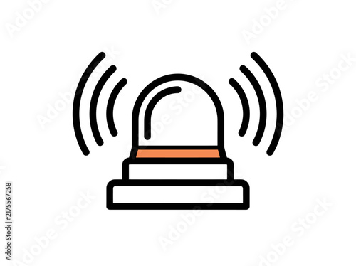 Alarm siren sound wave emergency alert system warning symbol vector illustration.