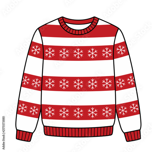 Red and white striped sweater with snowflakes