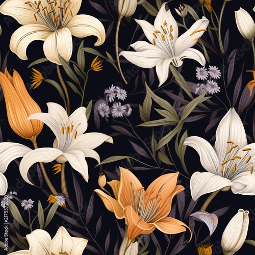 Flower Seamless Pattern, Floral Seamless Pattern, Botanical Flower Background, Floral Digital Paper, Decorative Flower Pattern, Botanical Design