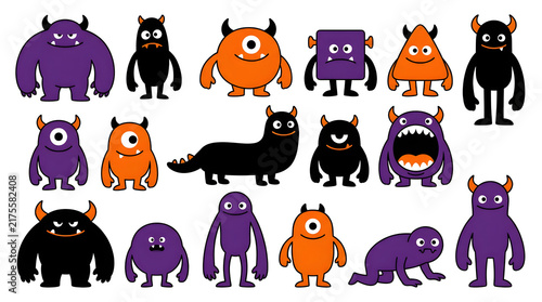 Obraz na płótnie Colorful cartoon monsters in fun styles