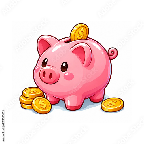 piggy bank and coins