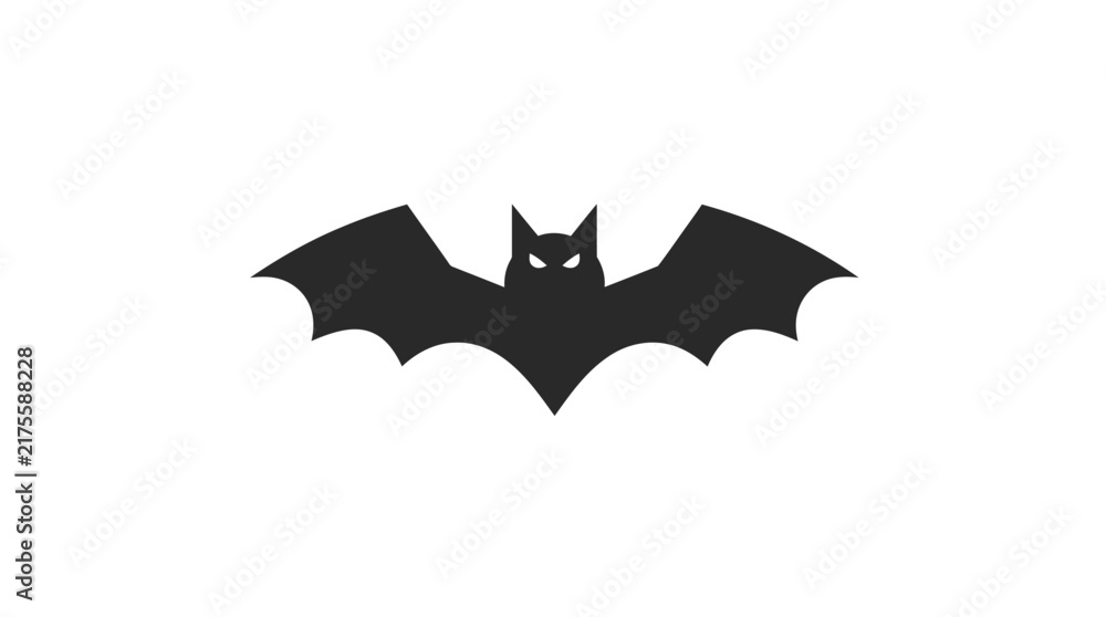Fototapeta premium Black bat silhouette flying icon