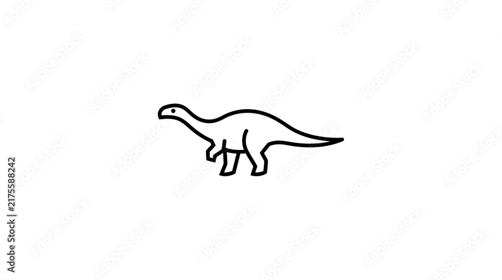 Fototapeta premium Minimalist black outline dinosaur brachiosaurus logo icon