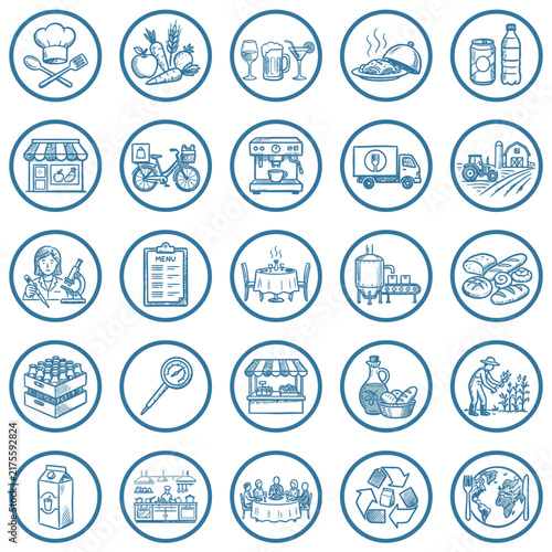 Icons representing various financial services including banking, investments, and trading technologies illustrate the diverse aspects of modern finance and business operations effectively.
