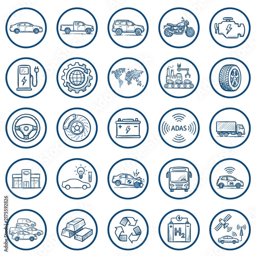 Icons representing various financial services including banking, investments, and trading technologies illustrate the diverse aspects of modern finance and business operations effectively.