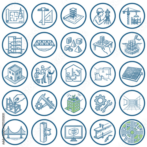 Icons representing various financial services including banking, investments, and trading technologies illustrate the diverse aspects of modern finance and business operations effectively.