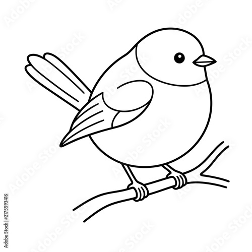 Simple bird illustration on a branch