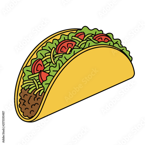 Taco with lettuce, tomato, and ground beef
