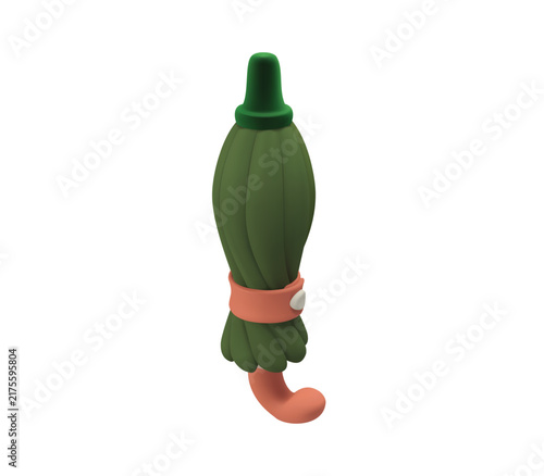 3D Autumn green Umbrella Icon, Closed Umbrella Vector Illustration