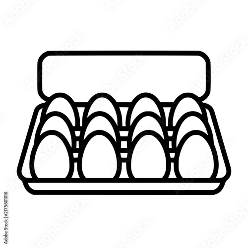 Dozen Eggs in Open Carton Black and White Vector Silhouette Icon