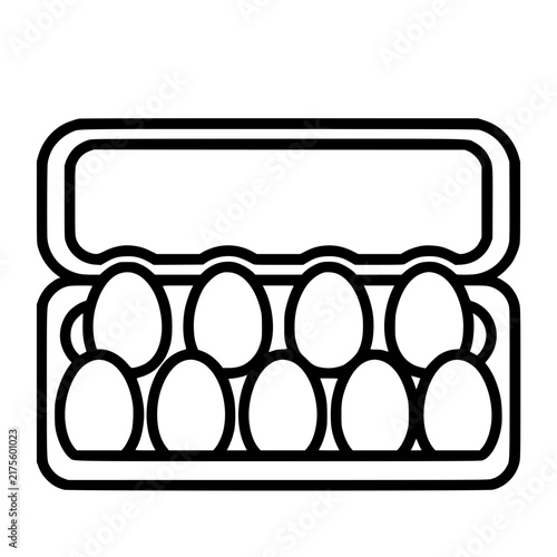 Dozen Eggs in Open Carton Black and White Vector Silhouette Icon