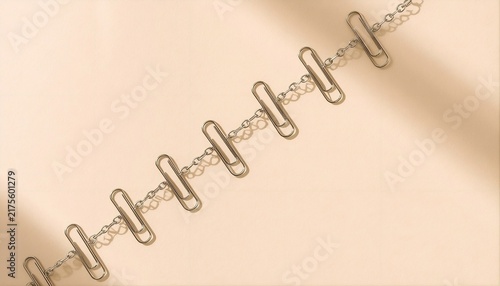 Linked Paperclip Chain Diagonal Connection Concept Background