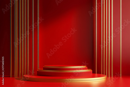 Luxury red and gold podium stage background