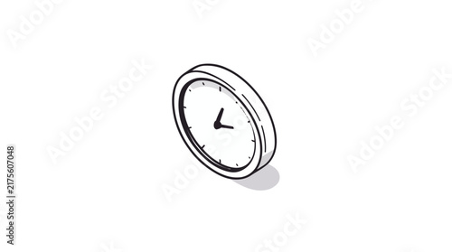Isometric wall clock icon showing three o'clock
