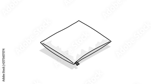 Isometric white bedroom pillow with simple line art.