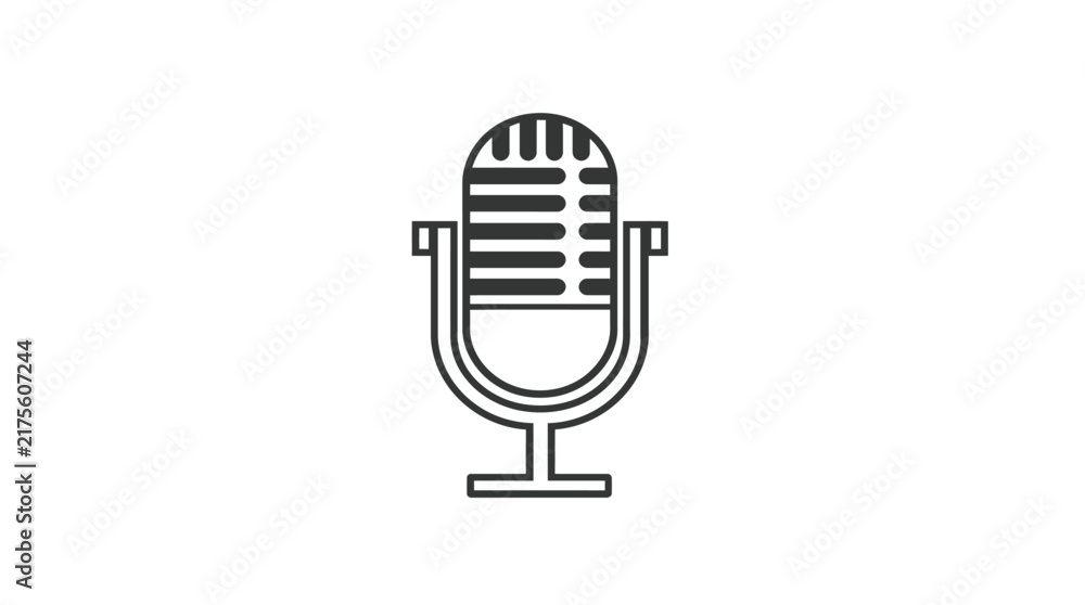 Fototapeta premium Vintage studio microphone icon for recording.