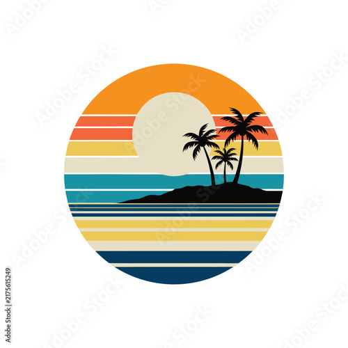  Retro Tropical Sunset Vector Illustration

Prompt