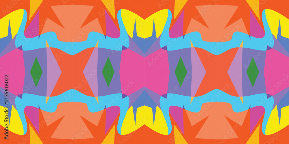 Abstract Retro Symmetrical Flat Vibrant Geometric Pattern