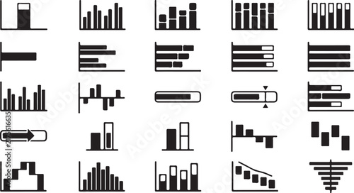 Cuadro en lienzo Business data visualization featuring various bar charts, histograms, progress b