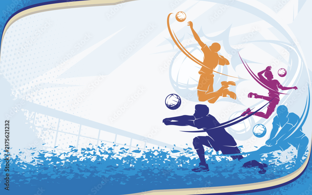 Fototapeta premium VOLLEYBALL Sports Day Background Vector. International Sports Day Illustration. Graphic Design for the decoration of gift certificates, banners, and flyer 
