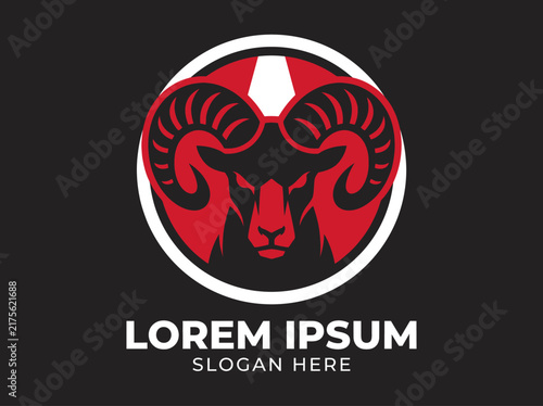 Red and Black Ram Head Mascot Logo Vector Illustration