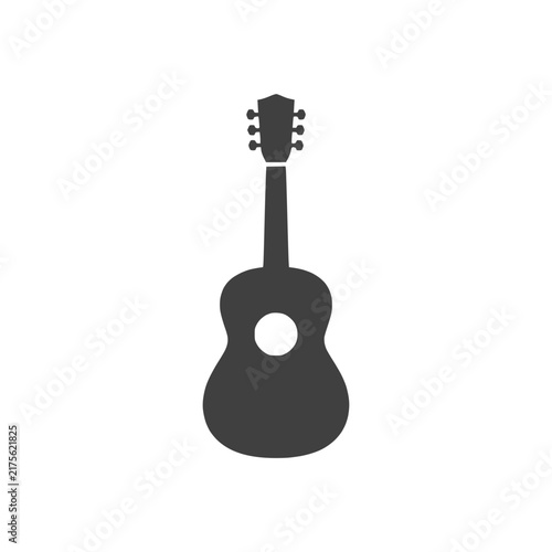 Bild auf Leinwand Minimalist Acoustic Guitar Icon Silhouette on Transparent Background