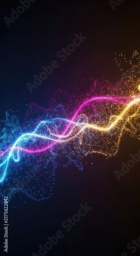 Ethereal, shimmering light particles creating an unseen energy field or quantum flow, representing abstract science and spiritual radiance, violet, magenta, modern