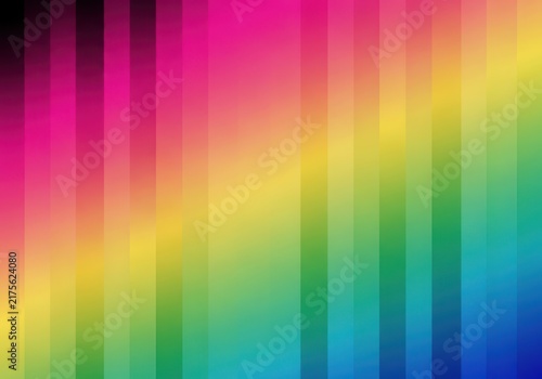 Abstract background, with vertical stripes, in a vibrant, rainbow gradient, transitioning, from black and, pink to yellow, green, and blue