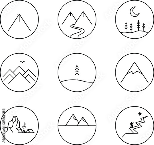 Minimalist line set with arrows and symbols  black lines zigzag lightning bolt