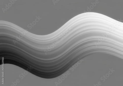 Abstract grayscale background, with flowing horizontal, wave lines, gradient, stripes transitioning from, dark black to, light white on gray