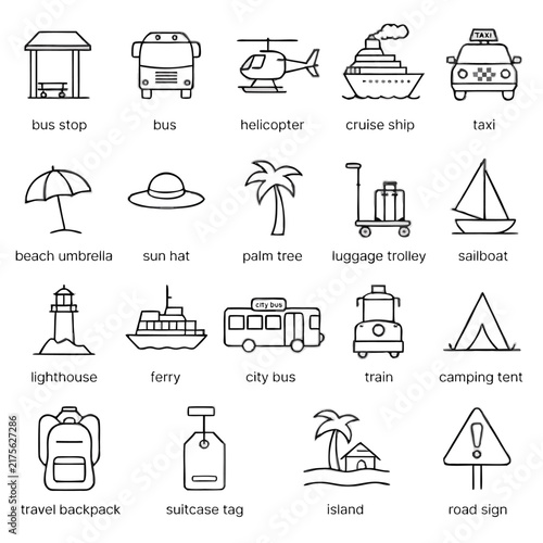travel icons set vector illustration