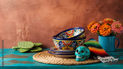 Colorful Dia de la Independencia Mexicana typography artwork with traditional bells and festive elements