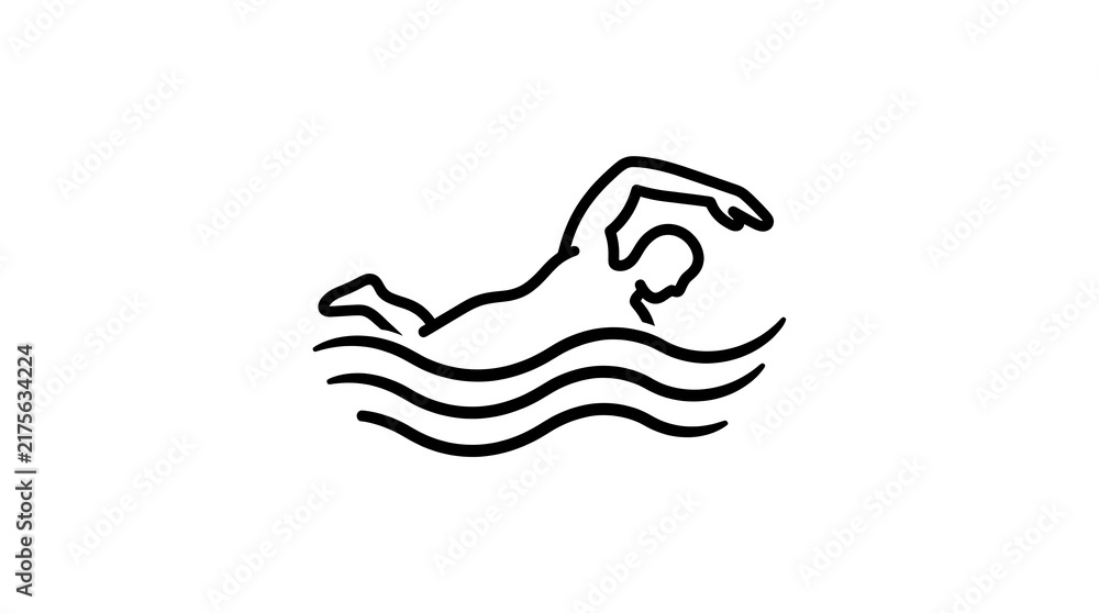 Obraz premium Swimmer hand diving in water with waves