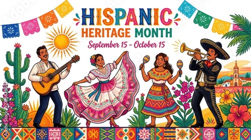 Hispanic heritage month celebration with traditional music and folkloric dancers