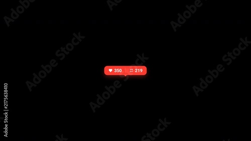 Animated Like and Retweet Counter Badge Growing on Black Background for Social Media Motion Graphics
