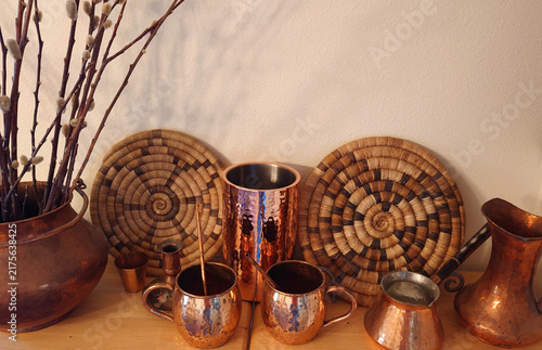 assorted copperware