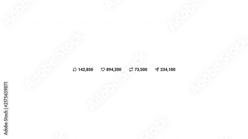Dynamic Multi Metric Social Media Statistics Counter Animation on Clean White Background for Corporate Presentation