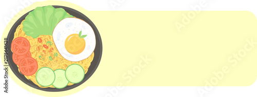 Illustration of Indonesian Food with Text Space