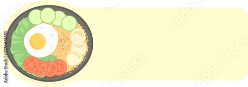 Illustration of Indonesian Food with Text Space