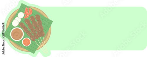 Illustration of Indonesian Food with Text Space