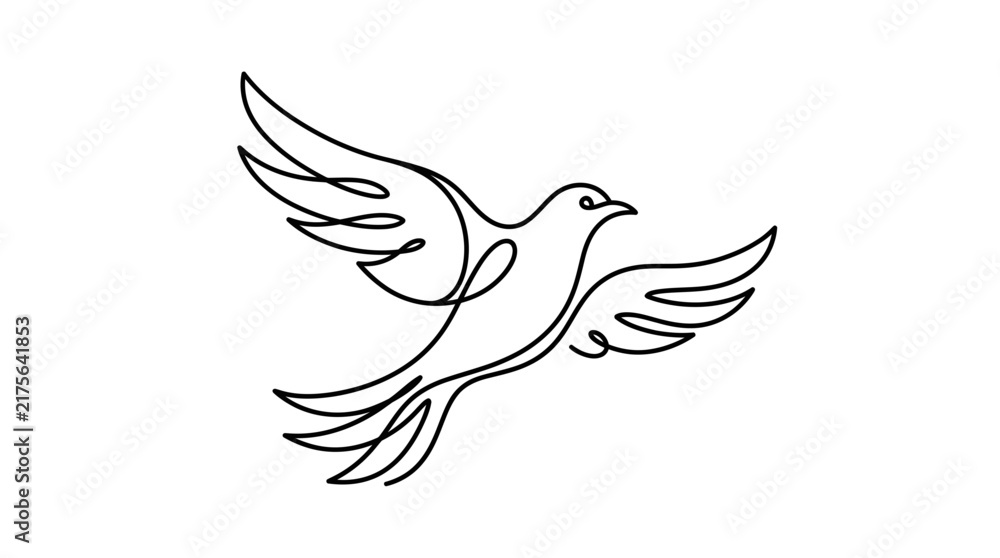 Obraz premium Flying bird continuous line drawing, minimalist avian silhouette vector illustration.