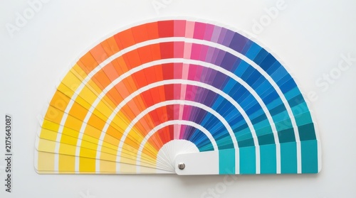 Colorful paint color palette guide fan isolated on white background