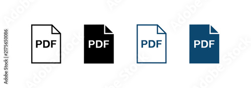 PDF document icon set. File format symbols and graphics.