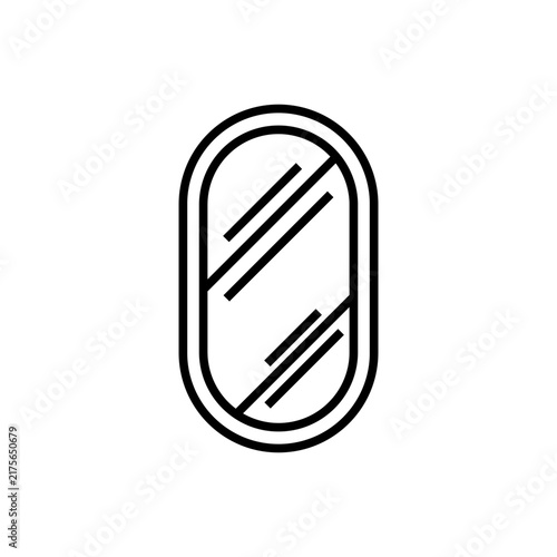 Oval wall mirror glass reflection icon vector illustration