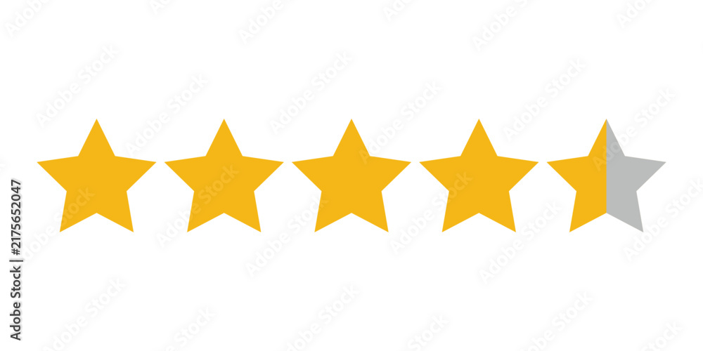 Fototapeta premium Golden Four and Half Star Rating Icon for Customer Reviews and Feedback