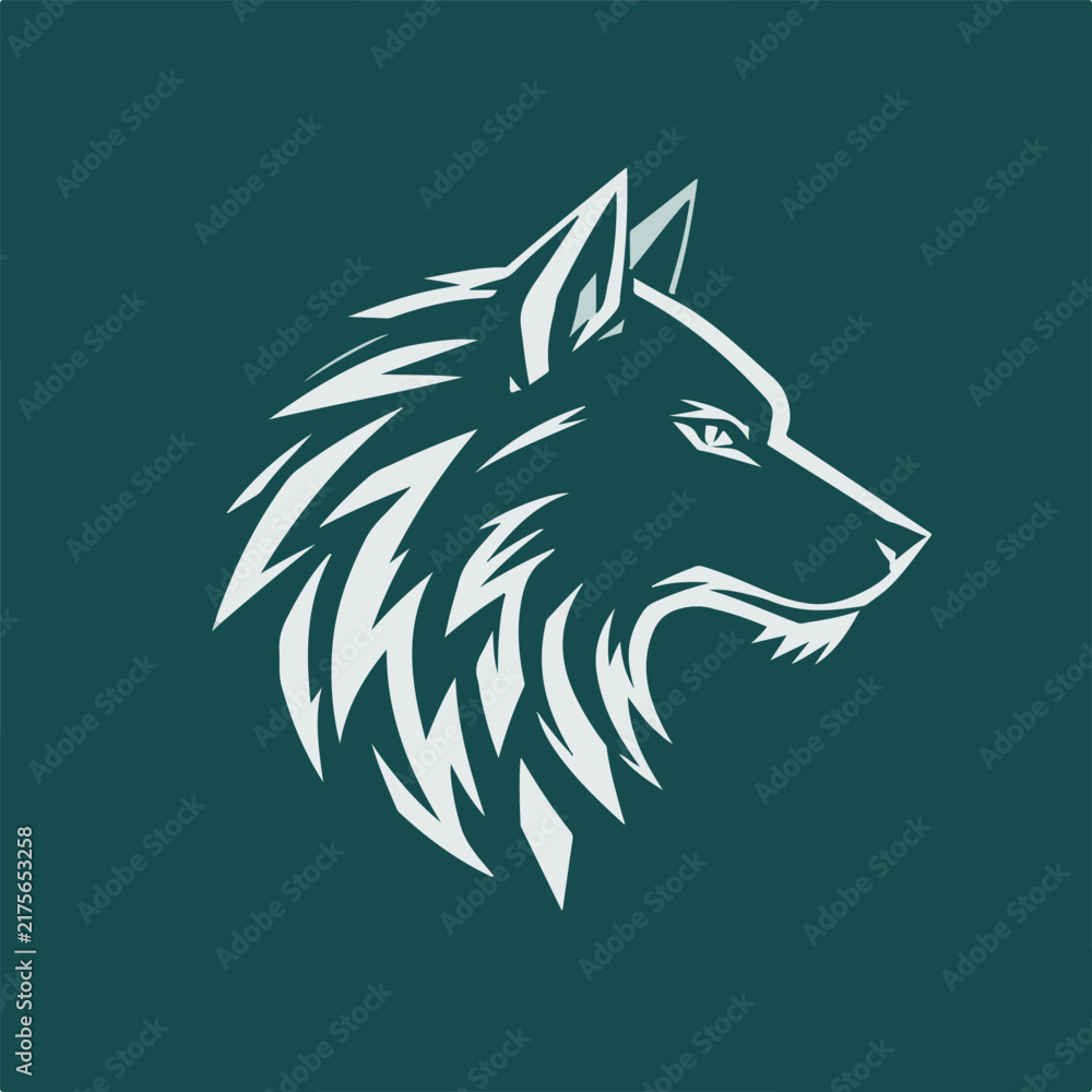 Obraz premium Elegant white wolf head profile outline vector