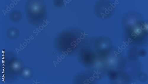 Fotografie Abstract Blue Background with Soft Glowing Bokeh Lights and Circles