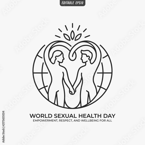 The flat design for a World Sexual Health Day Focuses on simplicity, elegance, and ease of recognition. Vector Illustration
