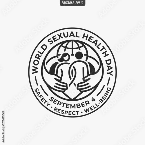The flat design for a World Sexual Health Day Focuses on simplicity, elegance, and ease of recognition. Vector Illustration